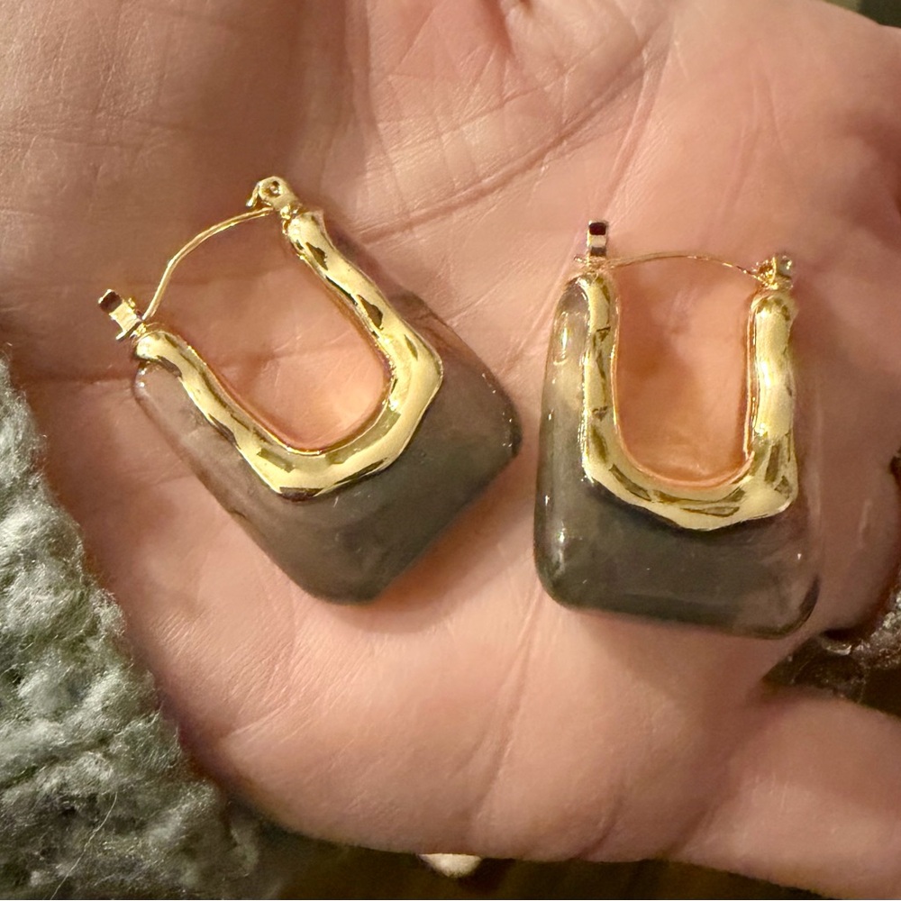 Anthropologie Gold and Pink Earrings